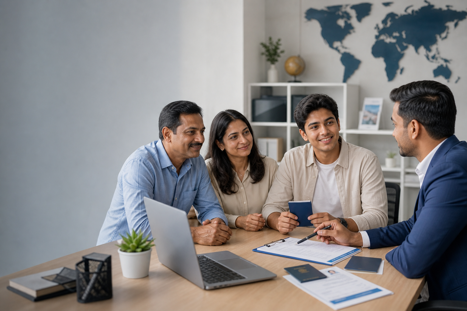 Professional visa consultation with passport documents